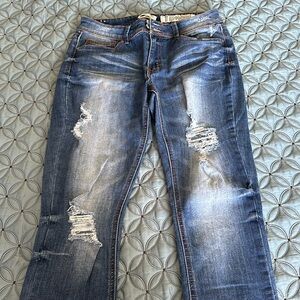 Indigo Rein- Ripped Ankle Jeans